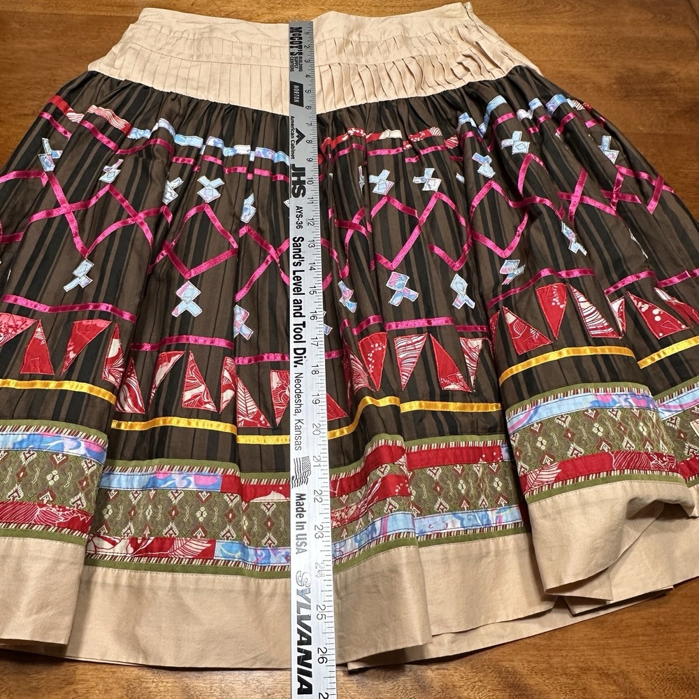 Neiman Marcus Exclusive Embroidered Skirt Boho Folk Moroccan A-line Midi Sz 8 - Picture 9 of 9